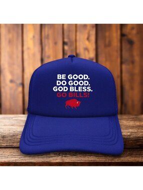 Buffalo Bills Mens Trucker Hat Navy Be Good Do Good Go Bills! Football Cap